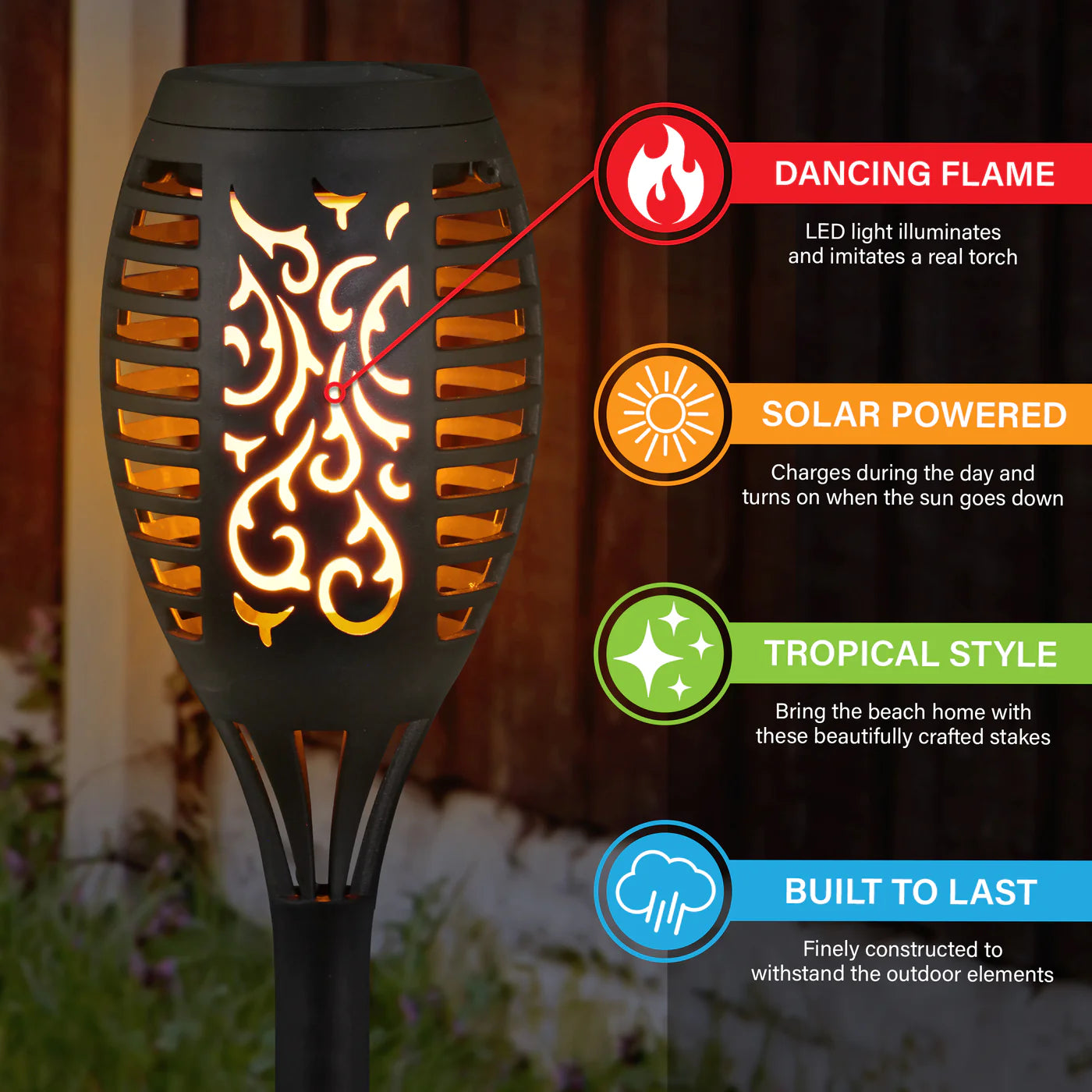 Garden Stakes™ Solar Light Waterproof Flickering Flames Torches