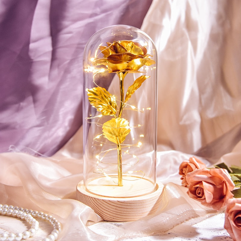 Rose Love™ Rose Flower LED Light Preserved Roses In Glass